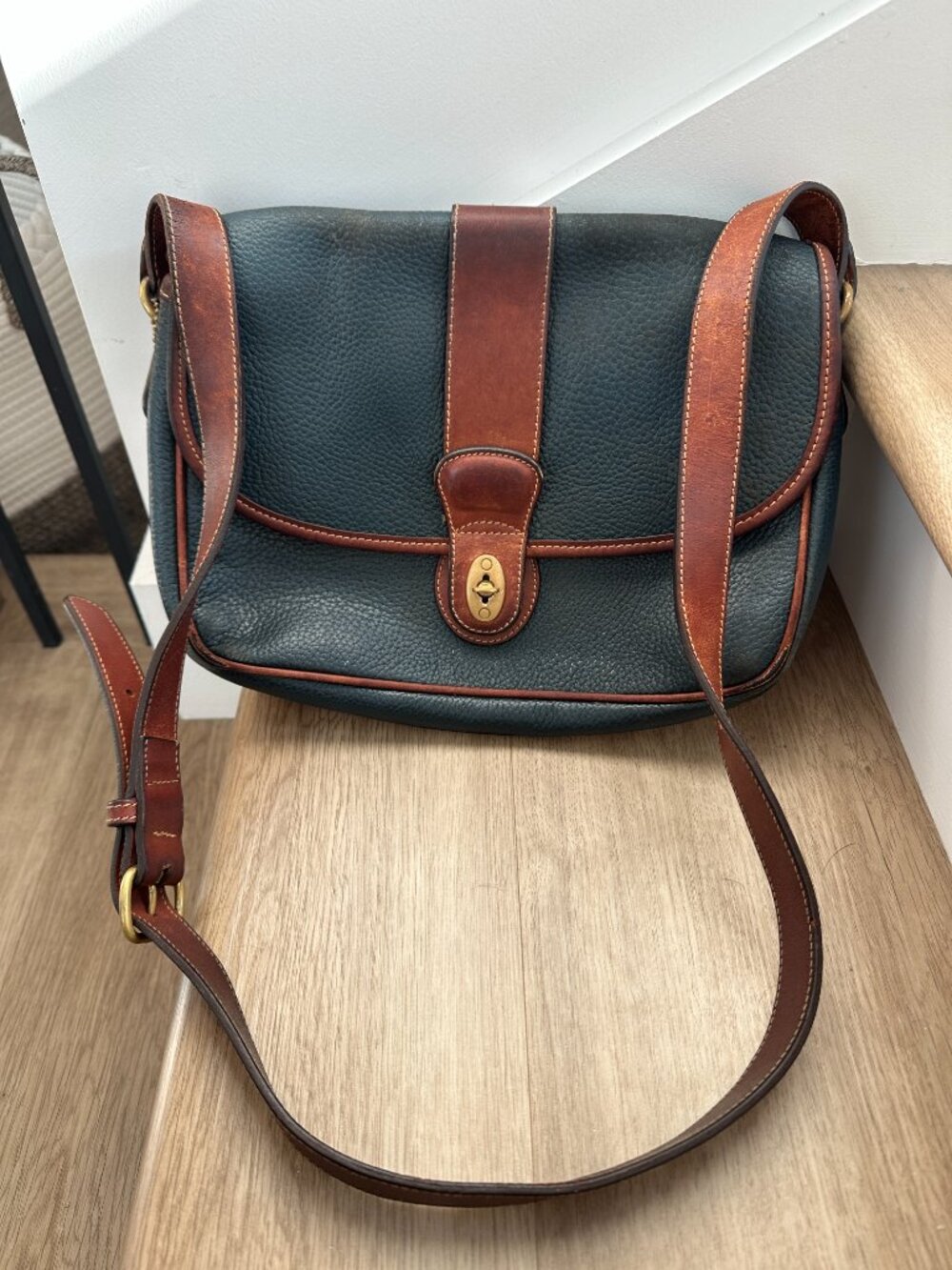 COACH Vintage Sheridan Mayfield Bag in Pebble Textured Leather & Tan Trim